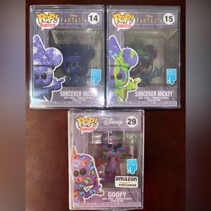 FUNKO POP ART SERIES DISNEY SORCERER MICKEY AND GOOFY LOT OF 3 NEW IN BOX